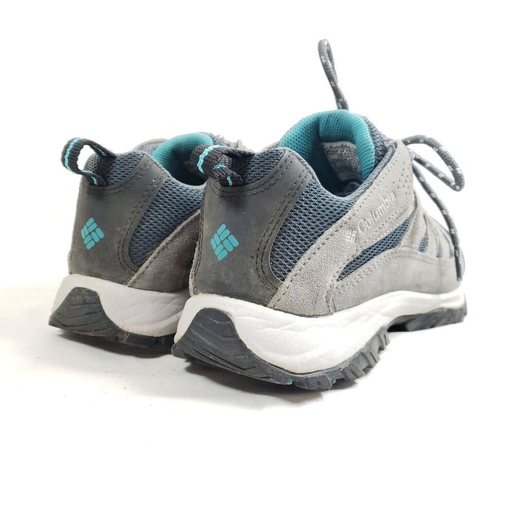 Columbia Womens Size 9 Hiking Trail Shoes Gray Suede Blue Mesh Lightweight - Picture 4 of 9